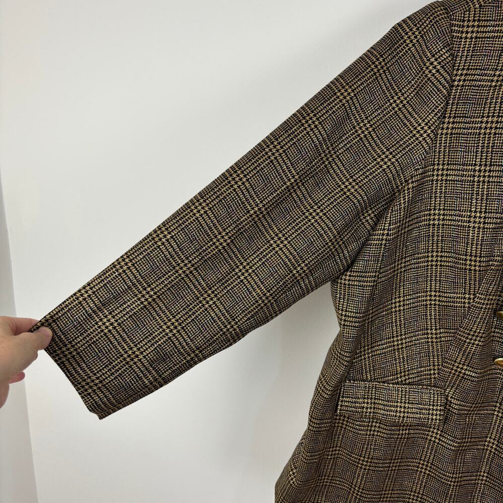 Nine West Double Breasted Blazer Jacket Brown Gold Metallic Plaid 3X NWOT NEW - Picture 7 of 14